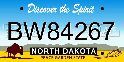 BW84267 North Dakota License Plate