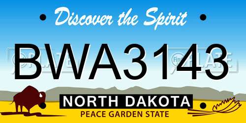 BWA3143 North Dakota License Plate