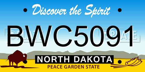 BWC5091 North Dakota License Plate