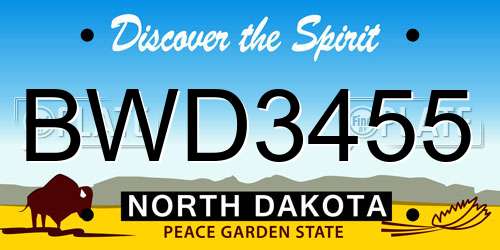 BWD3455 North Dakota License Plate