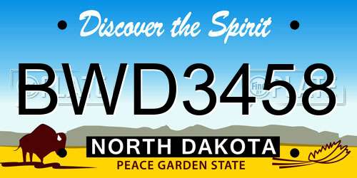 BWD3458 North Dakota License Plate