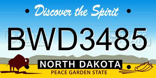 BWD3485 North Dakota License Plate