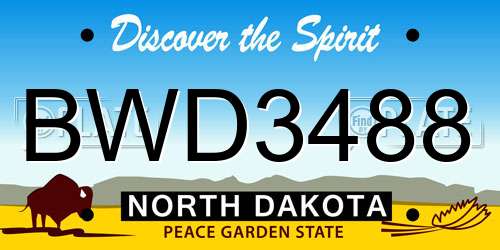 BWD3488 North Dakota License Plate