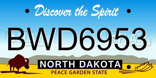 BWD6953 North Dakota License Plate