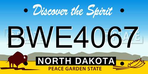 BWE4067 North Dakota License Plate