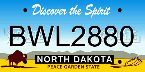 BWL2880 North Dakota License Plate