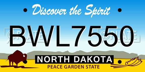 BWL7550 North Dakota License Plate