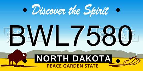 BWL7580 North Dakota License Plate