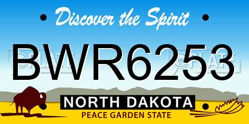 BWR6253 North Dakota License Plate