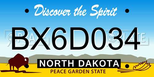 BX6D034 North Dakota License Plate
