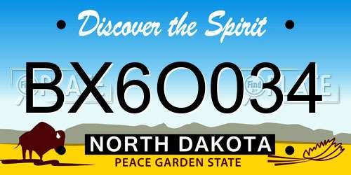BX6O034 North Dakota License Plate