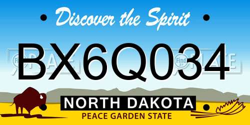 BX6Q034 North Dakota License Plate