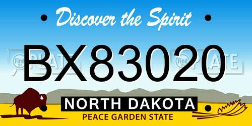 BX83020 North Dakota License Plate