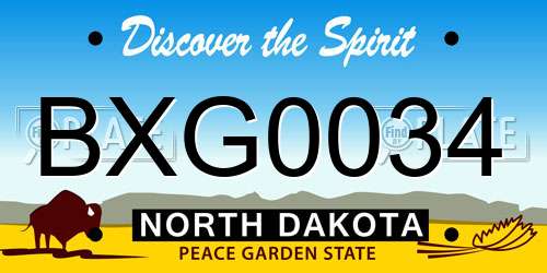 BXG0034 North Dakota License Plate
