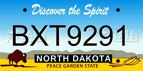 BXT9291 North Dakota License Plate
