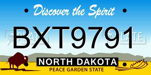 BXT9791 North Dakota License Plate
