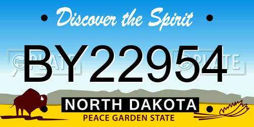 BY22954 North Dakota License Plate