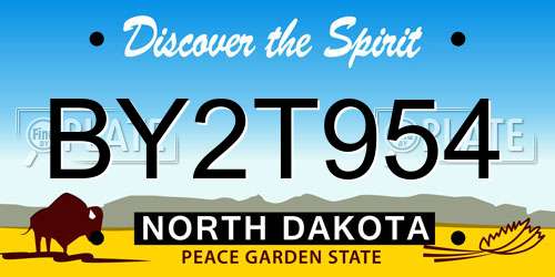 BY2T954 North Dakota License Plate
