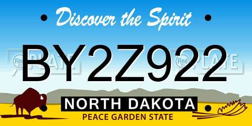 BY2Z922 North Dakota License Plate