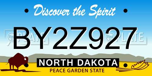 BY2Z927 North Dakota License Plate