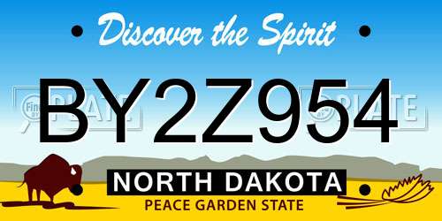 BY2Z954 North Dakota License Plate
