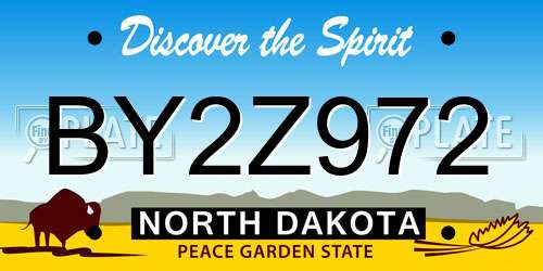 BY2Z972 North Dakota License Plate
