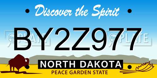 BY2Z977 North Dakota License Plate