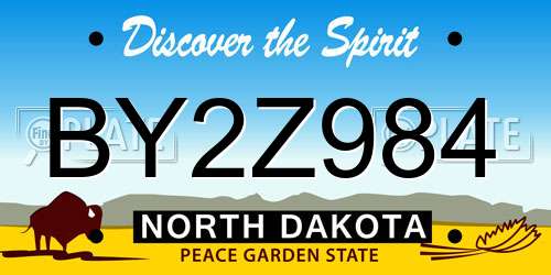 BY2Z984 North Dakota License Plate