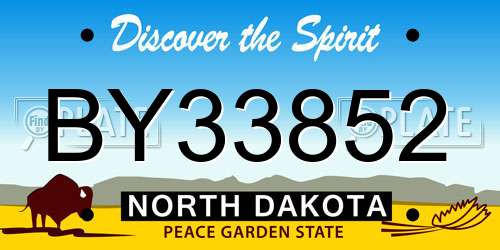 BY33852 North Dakota License Plate