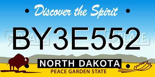 BY3E552 North Dakota License Plate