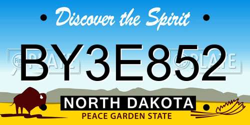 BY3E852 North Dakota License Plate