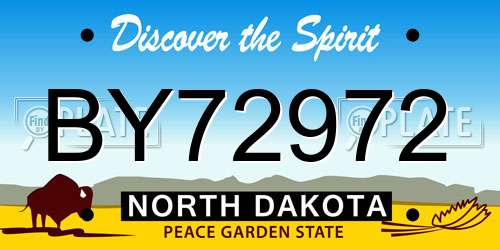 BY72972 North Dakota License Plate