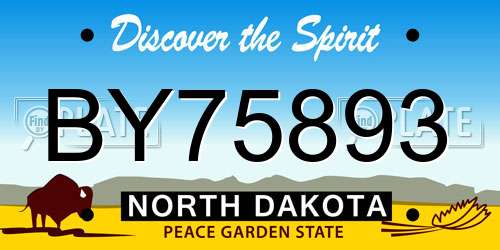 BY75893 North Dakota License Plate