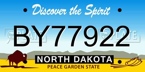 BY77922 North Dakota License Plate