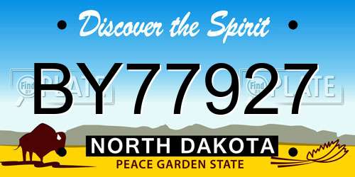 BY77927 North Dakota License Plate