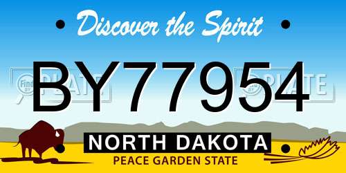 BY77954 North Dakota License Plate