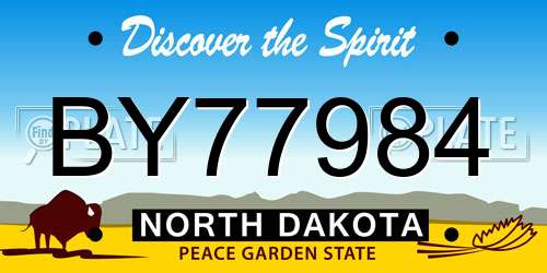 BY77984 North Dakota License Plate