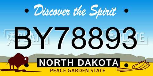 BY78893 North Dakota License Plate