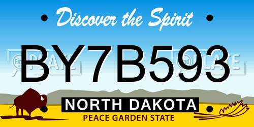 BY7B593 North Dakota License Plate