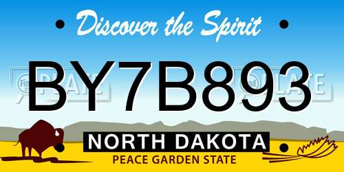 BY7B893 North Dakota License Plate