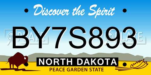 BY7S893 North Dakota License Plate