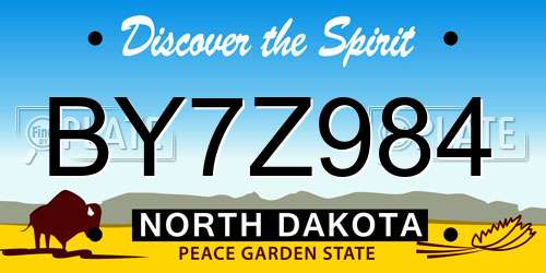 BY7Z984 North Dakota License Plate