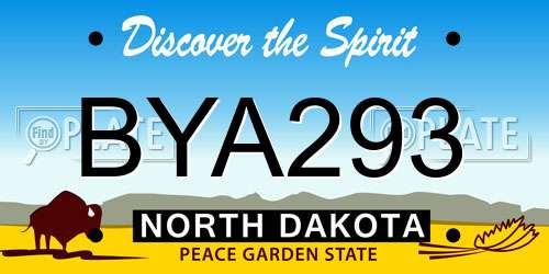 BYA293 North Dakota License Plate