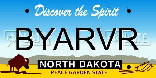 BYARVR North Dakota License Plate