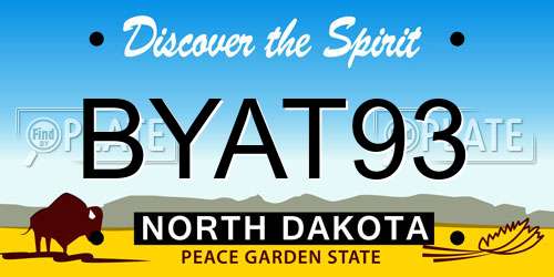 BYAT93 North Dakota License Plate