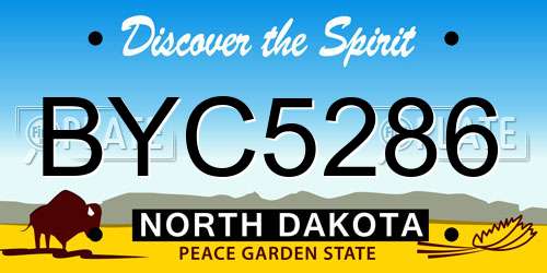 BYC5286 North Dakota License Plate