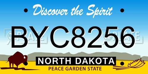 BYC8256 North Dakota License Plate