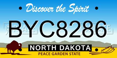 BYC8286 North Dakota License Plate
