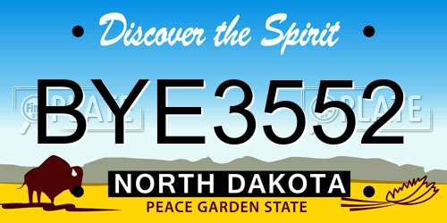BYE3552 North Dakota License Plate