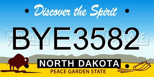 BYE3582 North Dakota License Plate